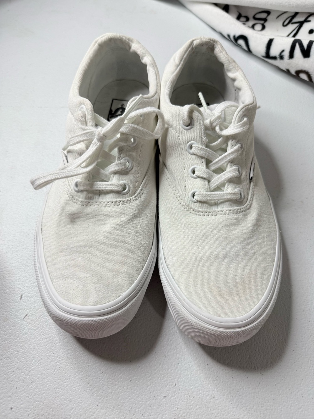 Men's White Canvas Low-Top Vans Sneakers